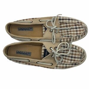 Sperry brown plaid boat shoe size 9.5